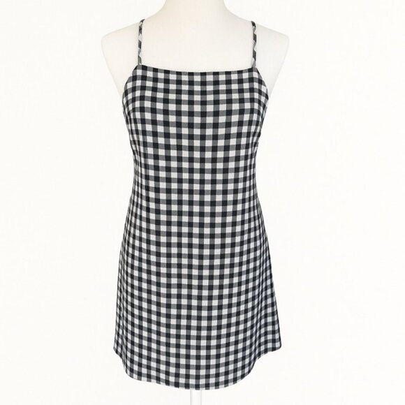 AMERICAN EAGLE Gingham Tie-Back Linen Blend Mini Dress - Size Medium - Picture 2 of 7